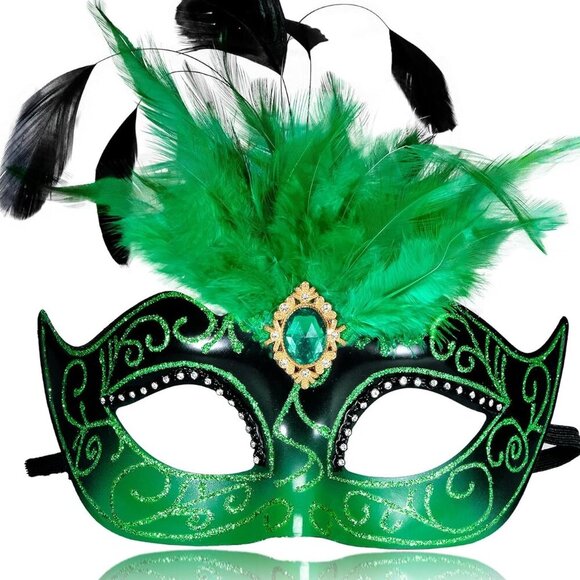 2025 Masquerade Mask for Women with Feathers - Venetian Masquerade Mask for Carn - Picture 1 of 5